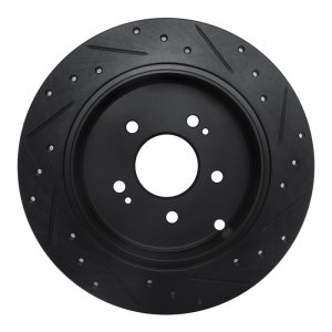 Mitsubishi Grandis Brake Rotor (1) - Rear Left - R1 Concepts - Drilled & Slotted - Black - `04-`11